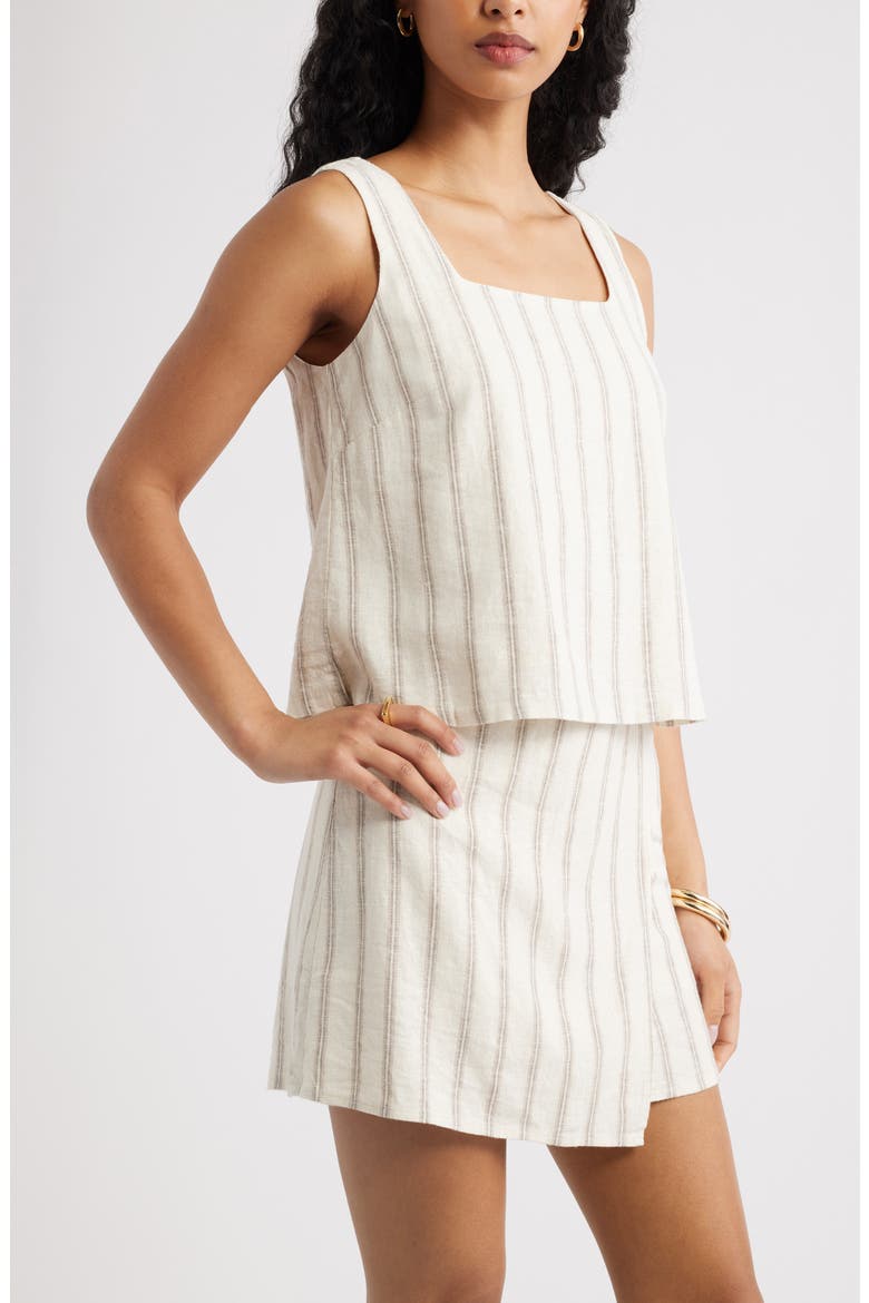 Square Neck Sleeveless Linen Blend Top, Alternate, color, BEIGE CABANA STRIPE