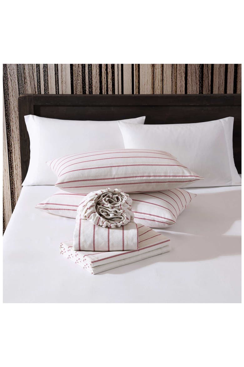 Cooper Falls Stripe Print Flannel Sheet Set, Alternate, color, LIGHT / MEDIUM RED