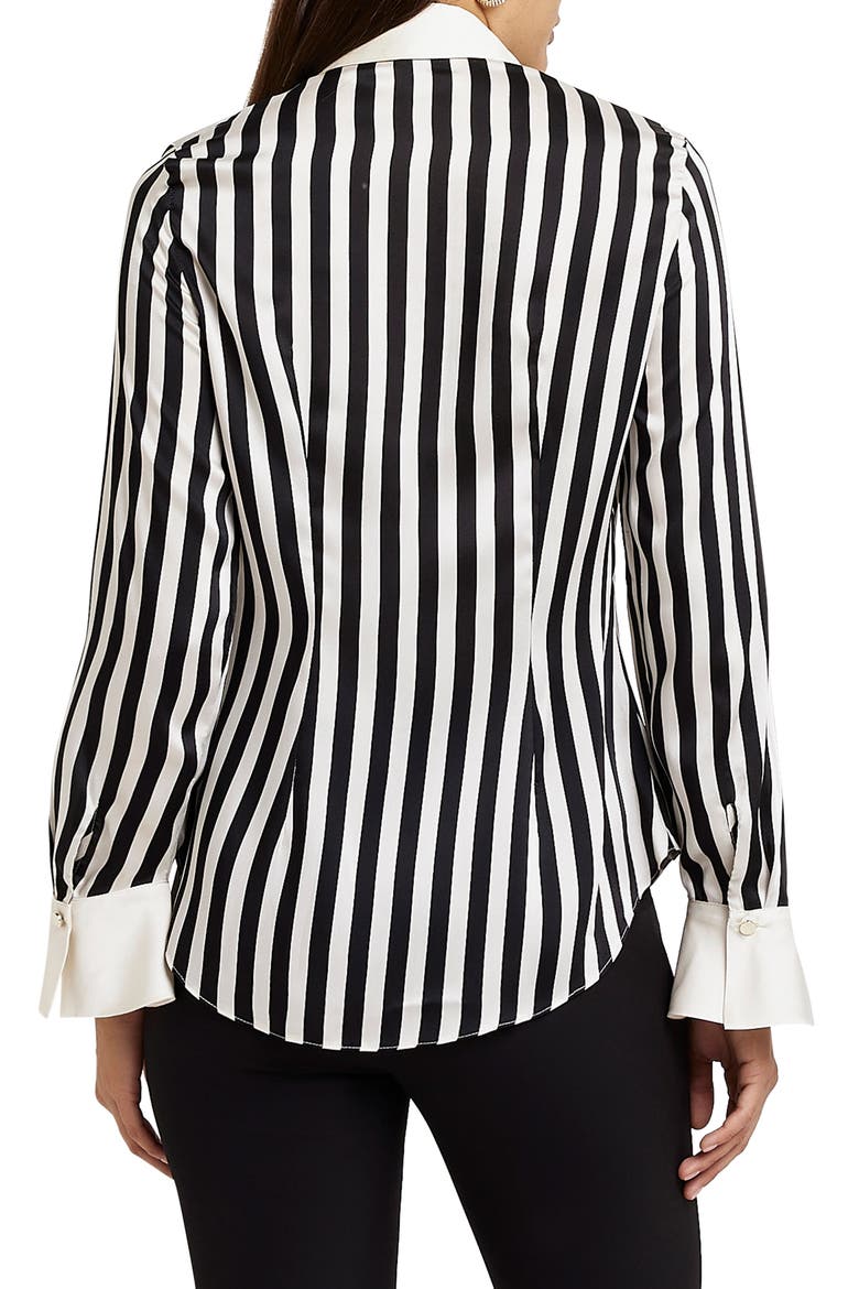 Stripe Satin Button-Up Blouse, Alternate, color, BLACK