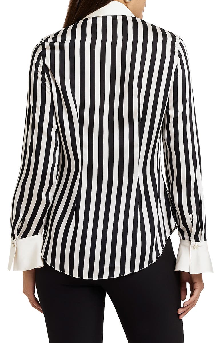 River Island Stripe Satin Button-Up Blouse, Alternate, color, 