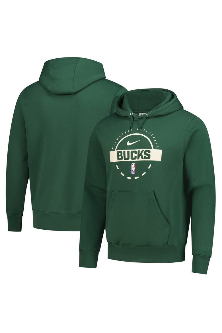 Men's Nike Hunter Green Milwaukee Bucks 2025/26 Authentic Practice Club Pullover Hoodie, Main, color, Hunter Green