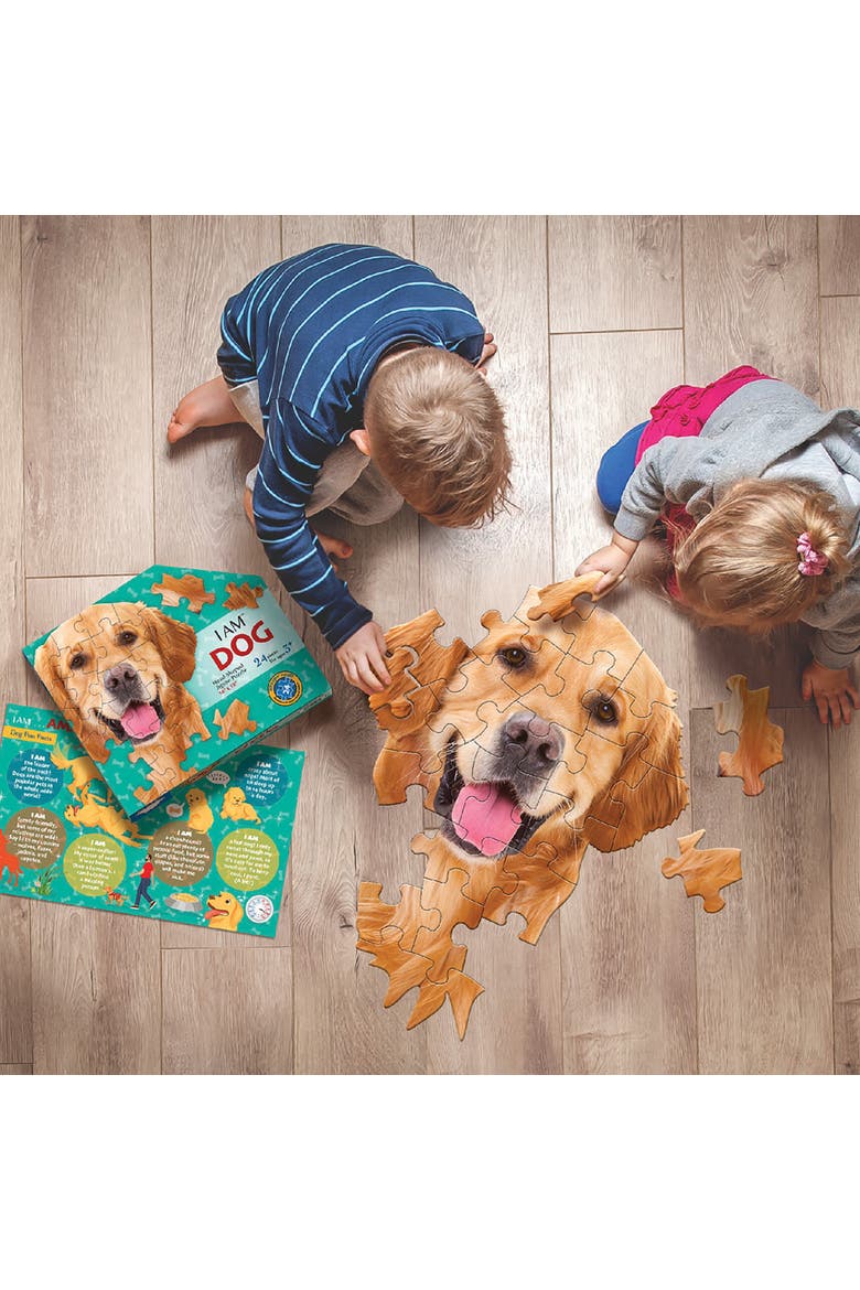 I Am Dog 24Piece Puzzle, Animal Headshaped Jigsaw, 14X18" Size, Alternate, color, Multicolored
