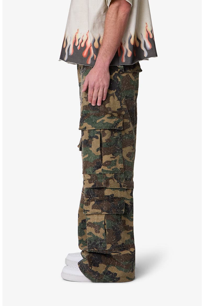 Distressed Camo Wide Leg Cargo Pants, Alternate, color, CAMO