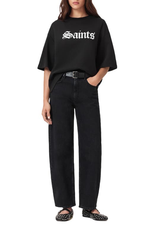 Allsaints Womens Black Amelie Branded-print Cotton-jersey T-shirt In Black