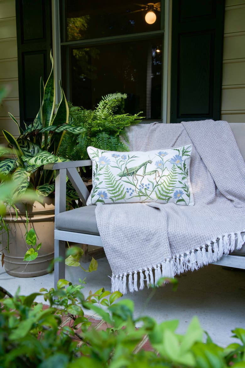 Garden Mantis Outdoor Mini Accent Pillow 12" x 21", Alternate, color, Green