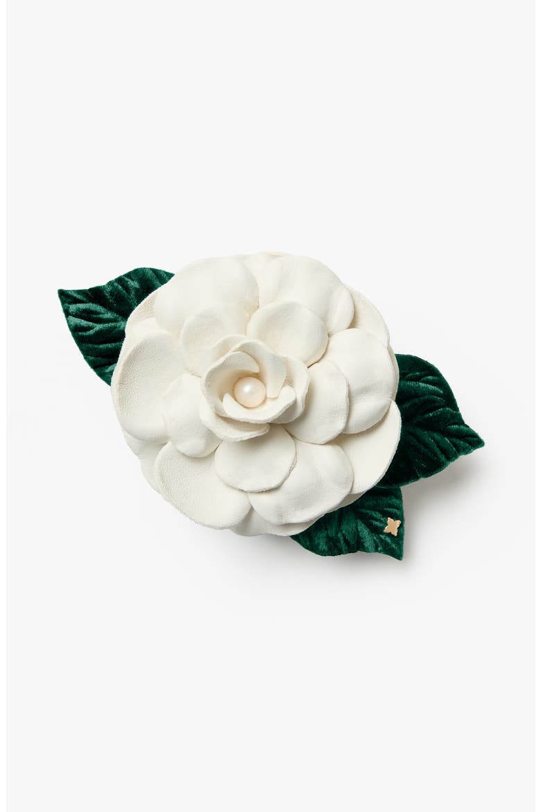 The Small White Gardenia Floral Brooch, Main, color, White