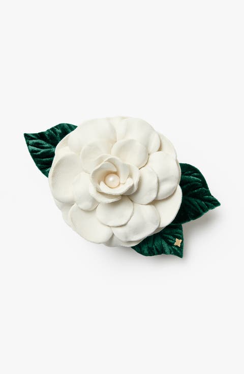The Small White Gardenia Floral Brooch
