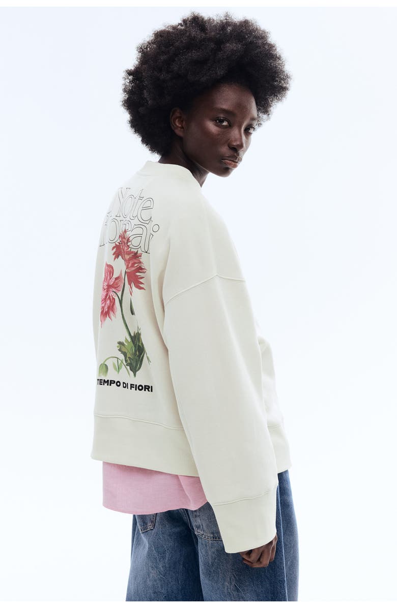 H&M Printed Sweatshirt, Alternate, color, White/Note Floreali