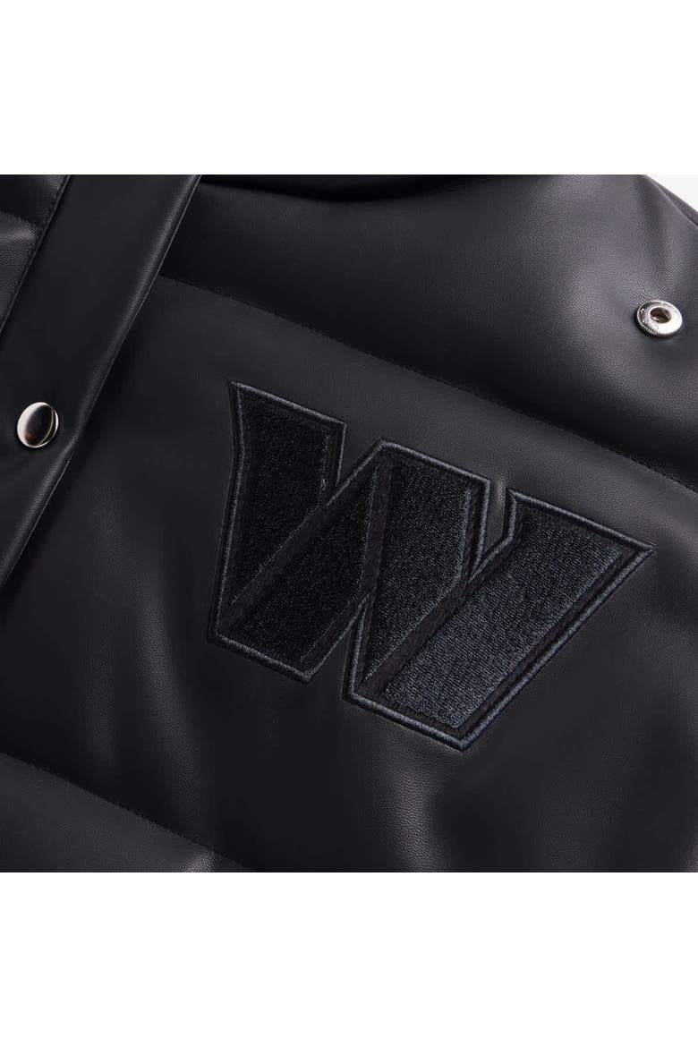 Women's  Black Washington Commanders Faux Leather Puffer Jacket, Alternate, color, Black