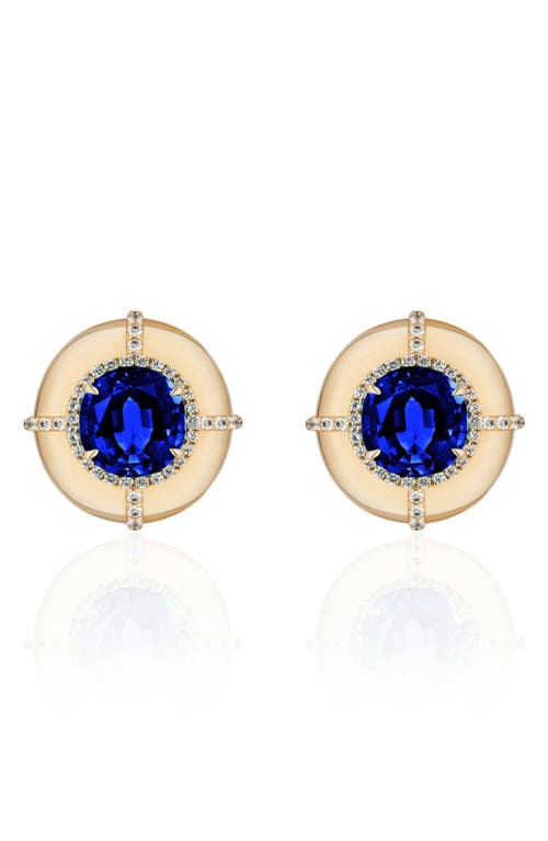 Goshwara Round Medallion Stud Earrings In Blue