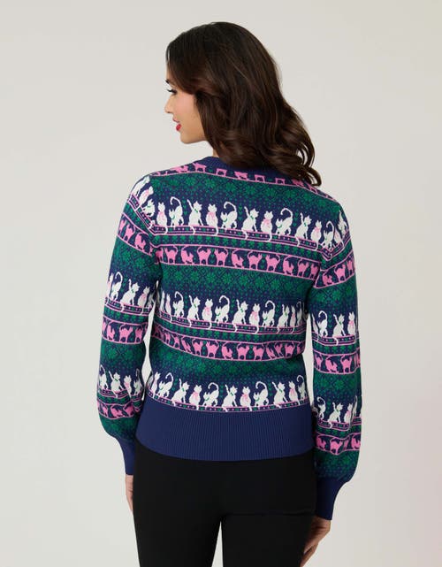 Unique Vintage Cropped Knit Cardigan In Blue