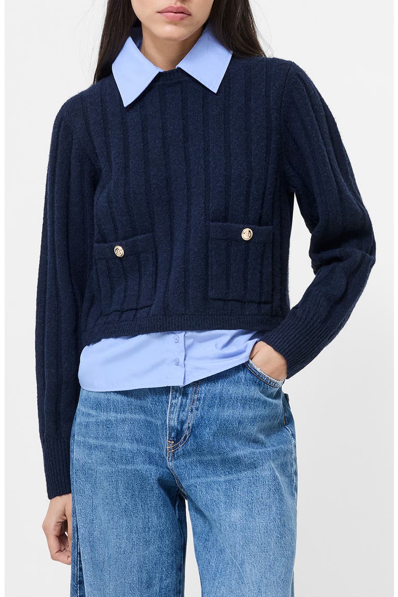 Ellie Collar Layered Sweater, Main, color, MARINE/ ROYAL BLUE