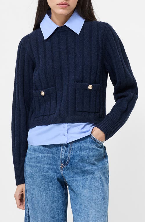 French Connection Ellie Collar Layered Sweater In Blue