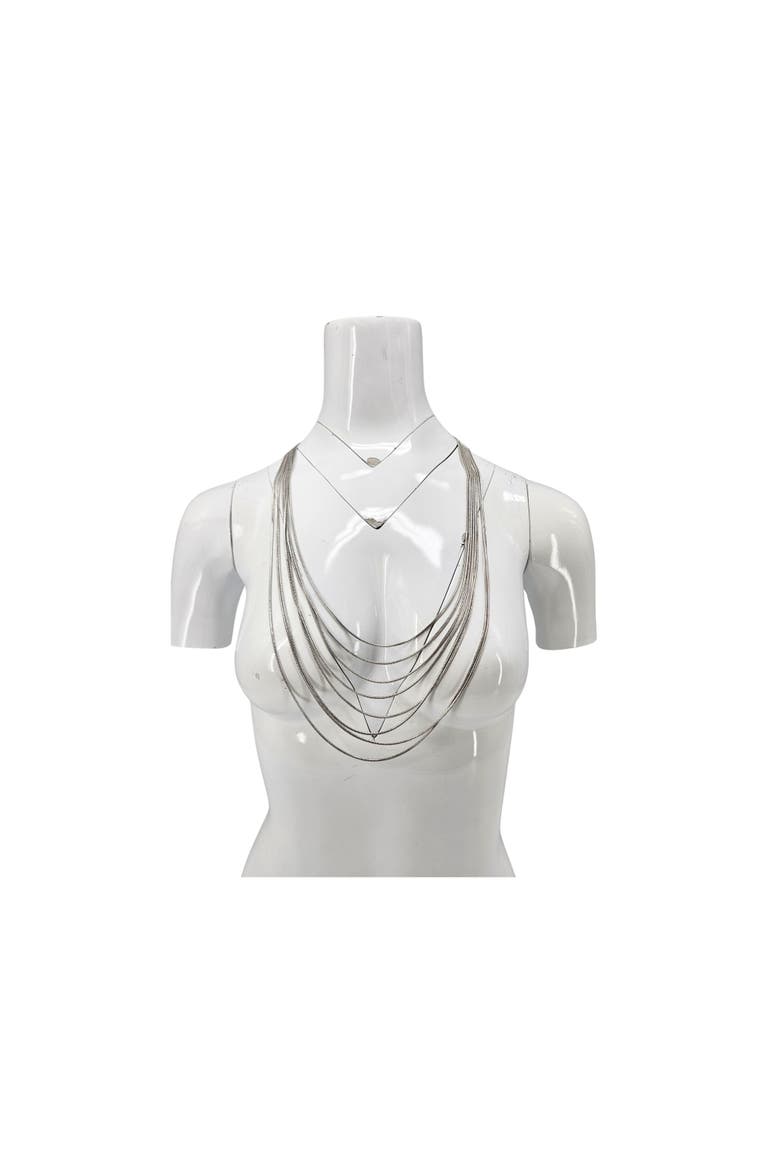 Vintage 1970s Silvertone 8 Strand Snake Chain Necklace, Alternate, color, Silver