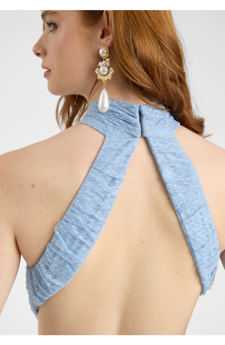 BEAUUT Ruffle Maxi Dress With halter Neck, Alternate, color, Powder Blue