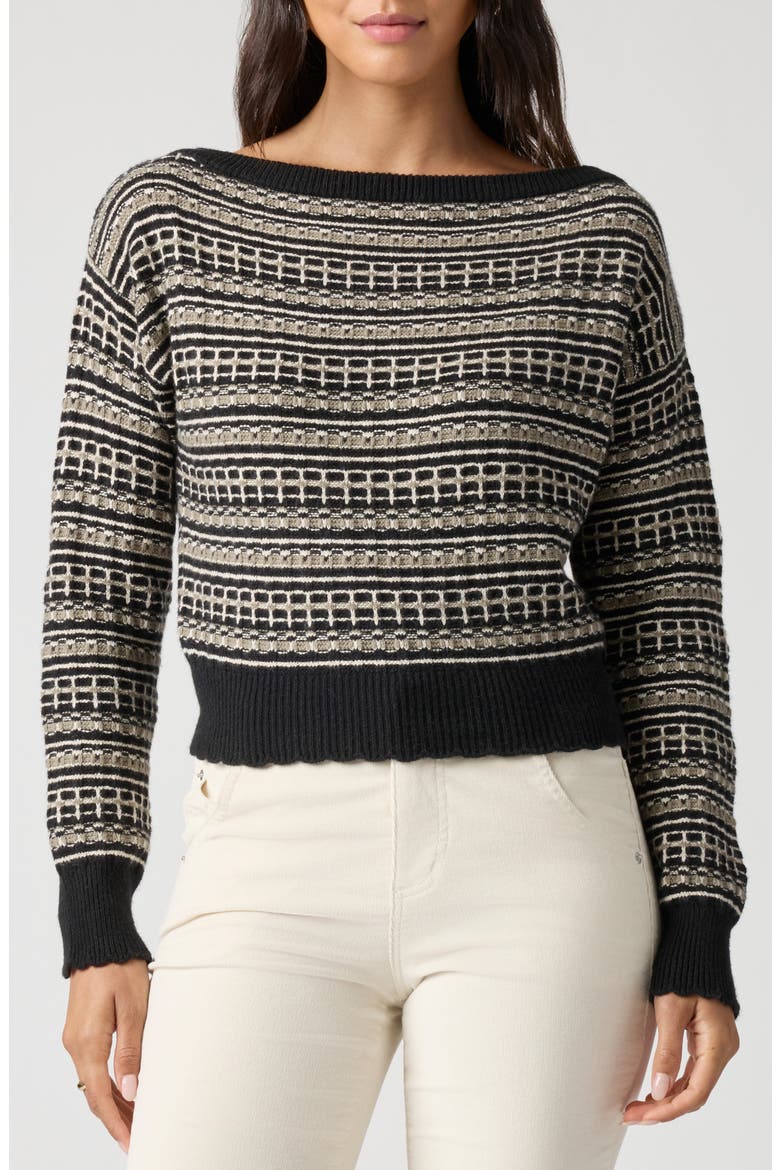 Off the Shoulder Textured Sweater, Main, color, BLACK MULTI