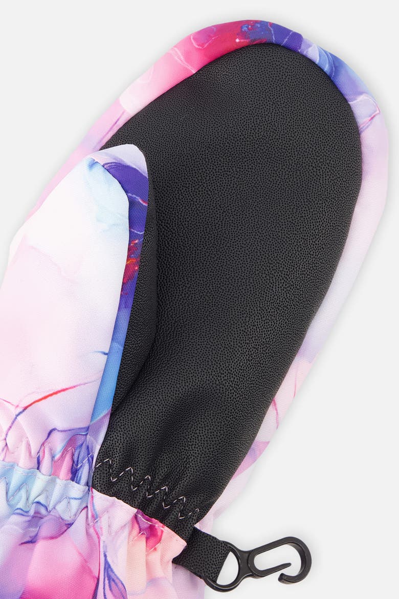 Flower Play Waterproof Rubberized Palm Winter Mittens, Alternate, color, Mauve Printed Flowers