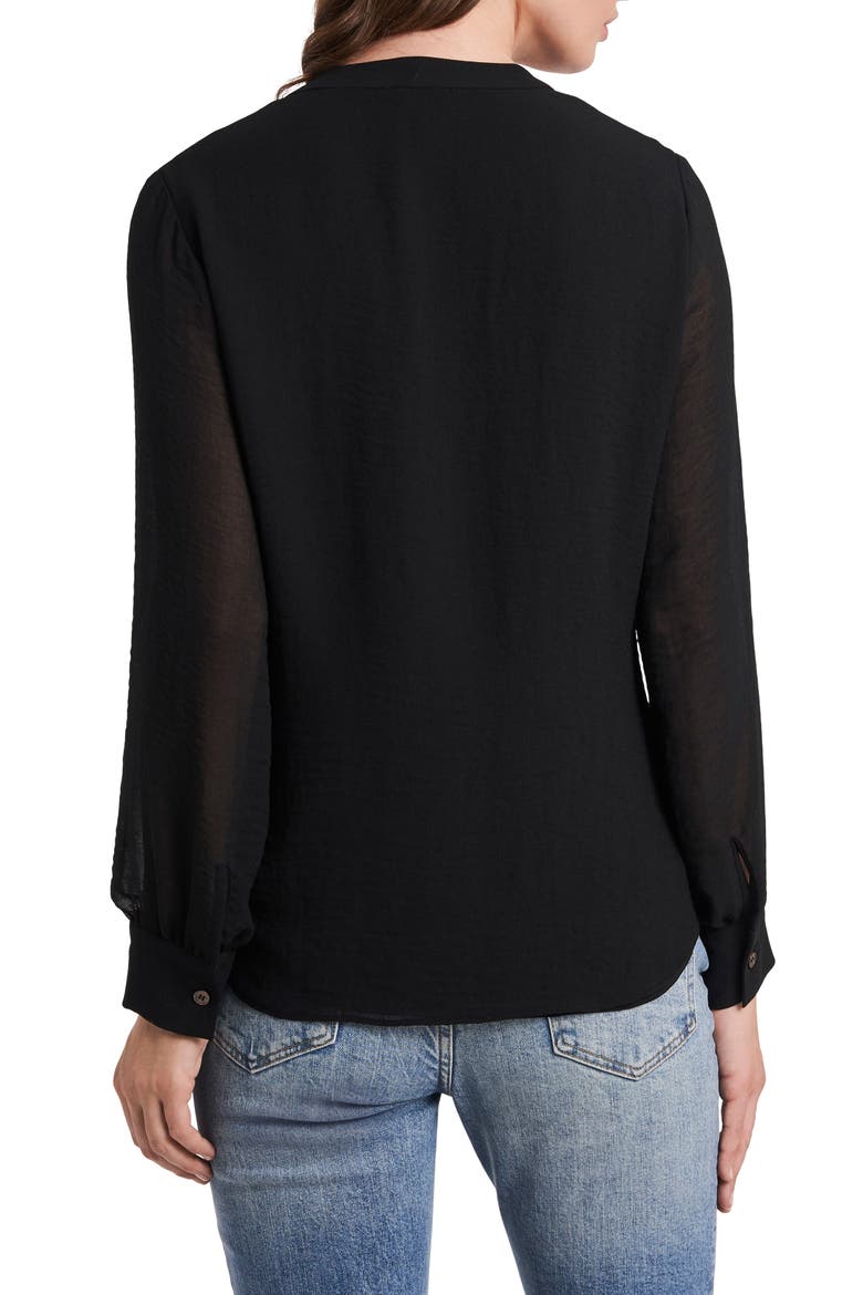 V-Neck Rumple Blouse, Alternate, color, RICH BLACK