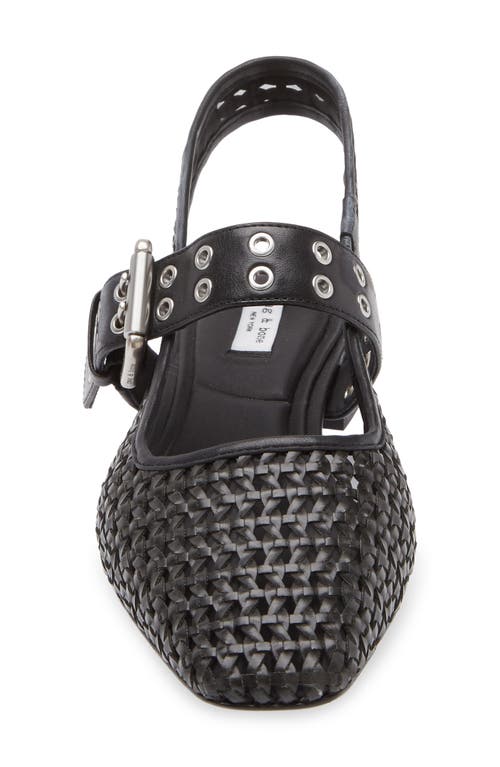Rag & Bone Astra Woven Buckle Slingback Ballerina Flats In Black