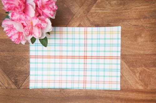 C & F Home C&f Home Bunny Rabbit Trail Plaid Easter Spring Cotton Placemats Set Of 6, 13" X 19" In Blue