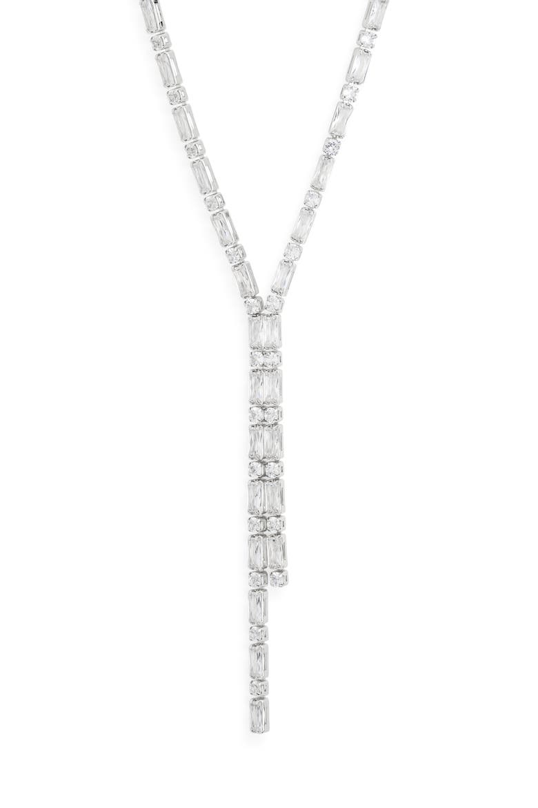 Cubic Zirconia Y-Necklace, Main, color, CLEAR- SILVER