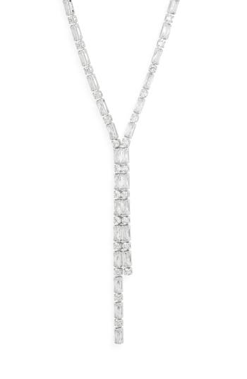 Nordstrom Rack Cubic Zirconia Y-necklace In Metallic