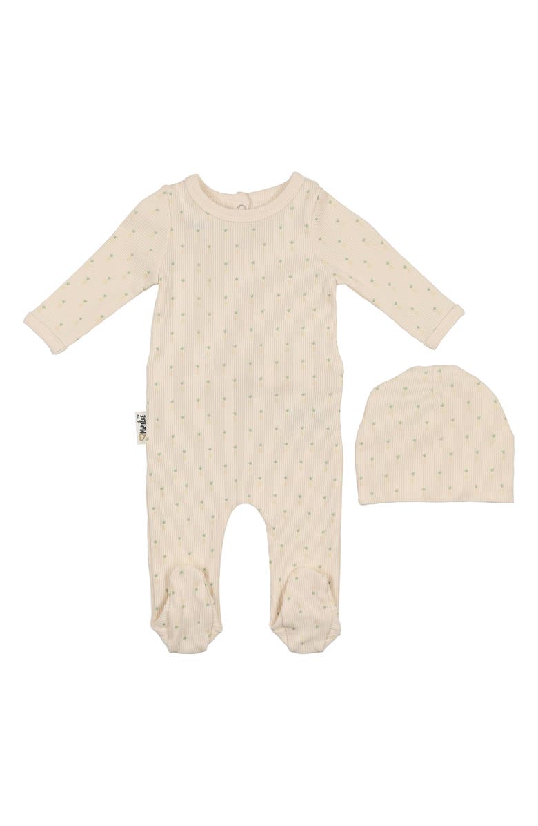 Manière Rib Pineapple Footie & Hat Set, Main, color, 