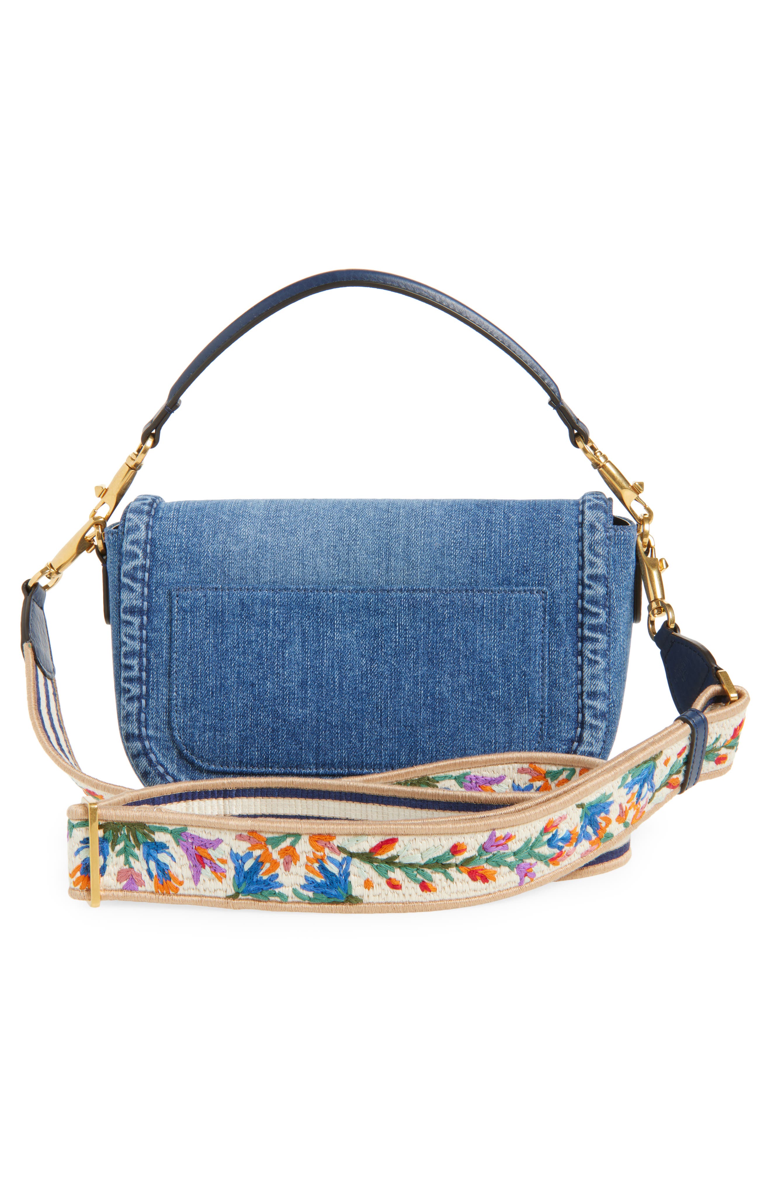 Valentino Garavani Alltime Denim Shoulder Bag, Alternate, color, Dark Denim
