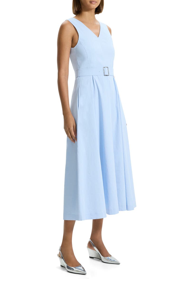 Theory Good Sleeveless A-Line Linen Blend Dress, Alternate, color,