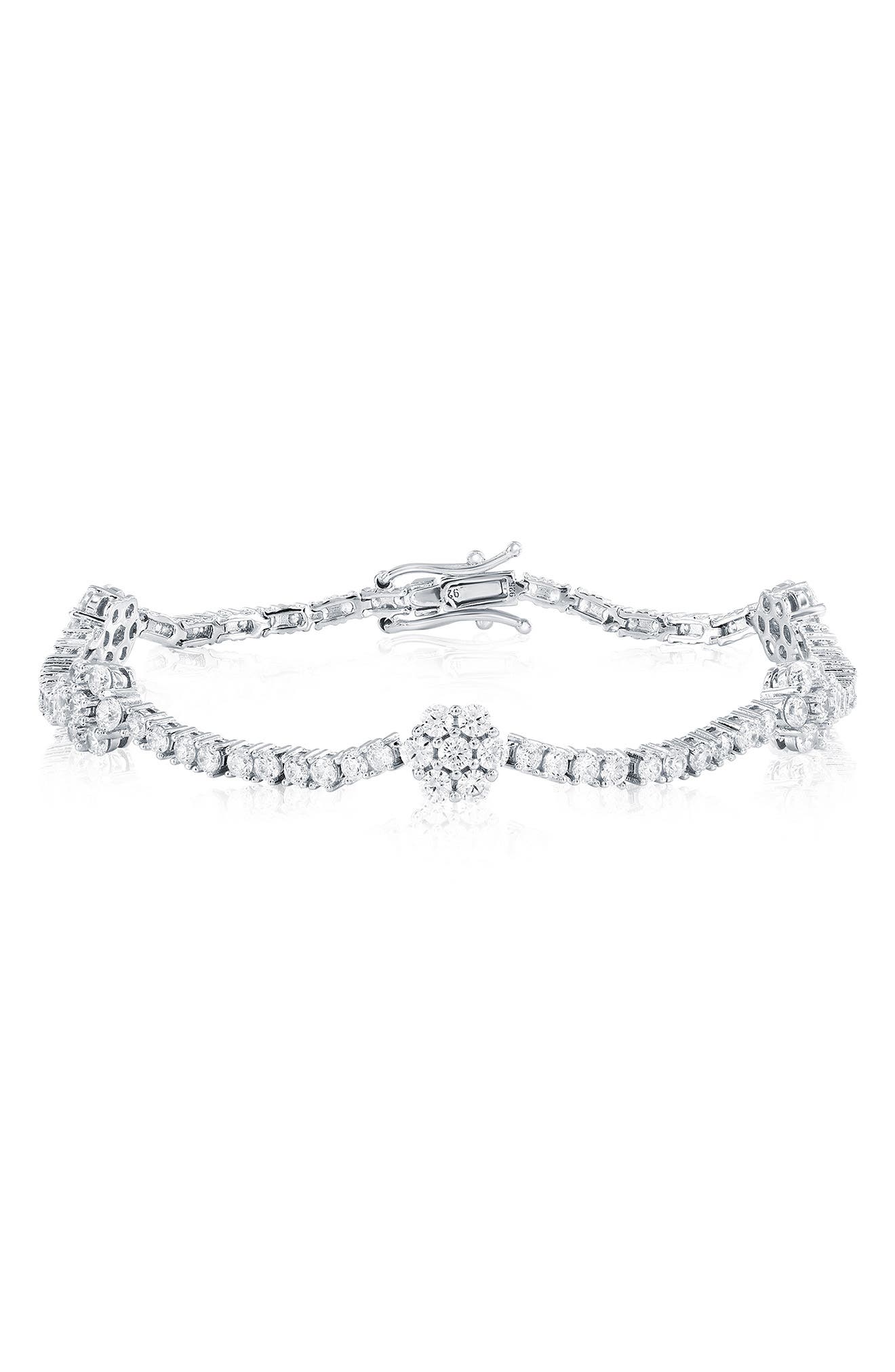 SUZY LEVIAN Cubic Zirconia Flower Station Tennis Bracelet