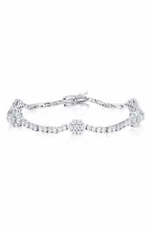 SUZY LEVIAN Cubic Zirconia Flower Station Tennis Bracelet