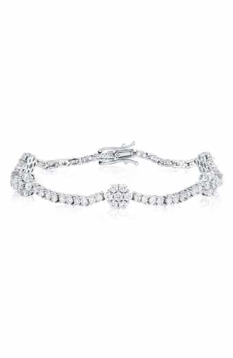 Cubic Zirconia Flower Station Tennis Bracelet