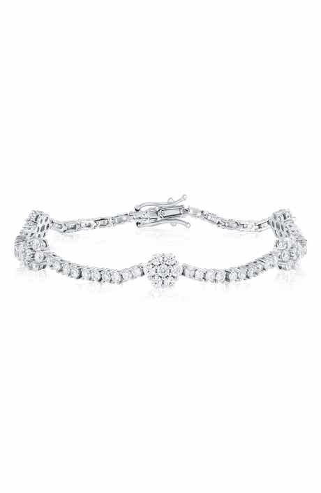 SUZY LEVIAN Cubic Zirconia Flower Station Tennis Bracelet