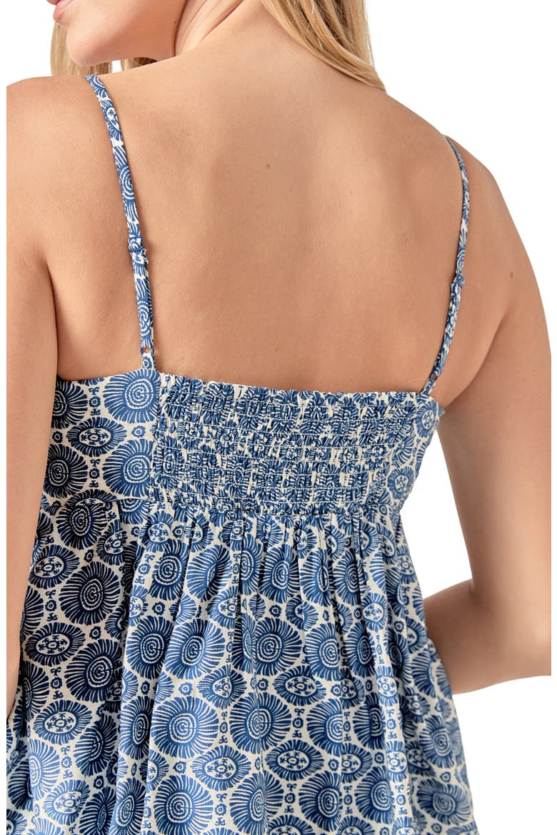 Allover Print Babydoll Top, Alternate, color, NAVY/WHITE