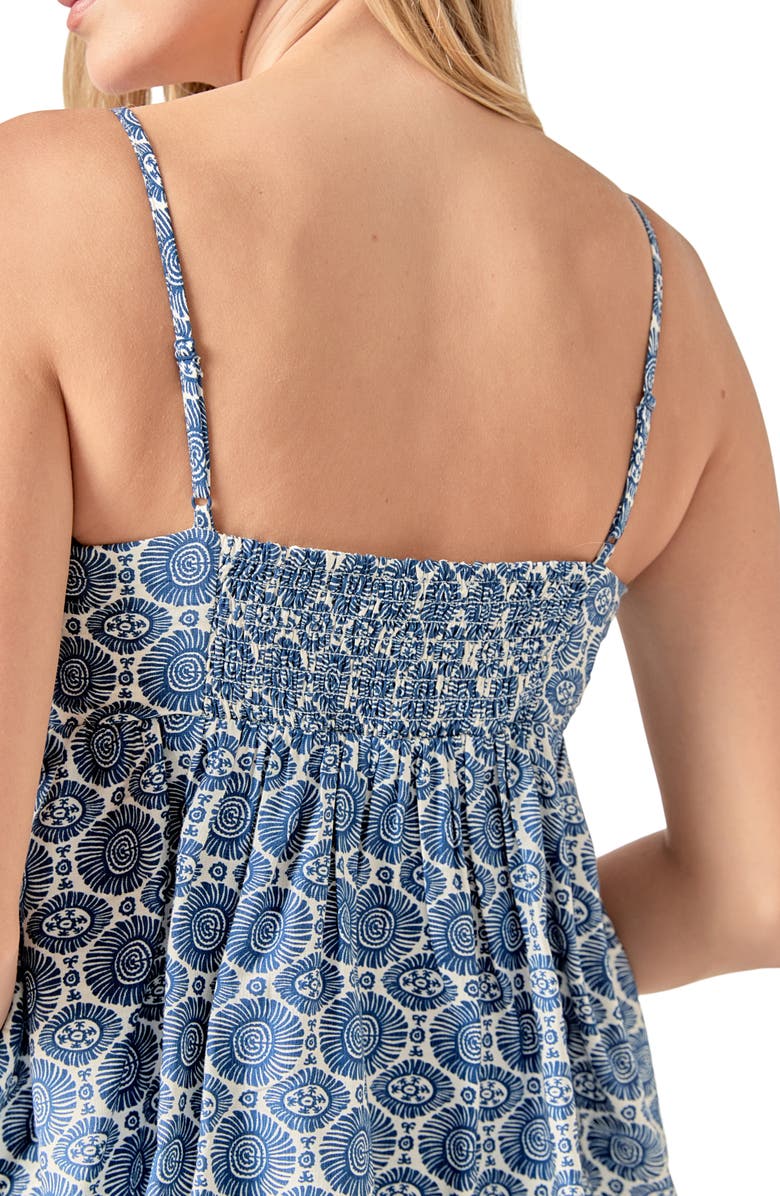 English Factory Allover Print Babydoll Top, Alternate, color, Navy/ White