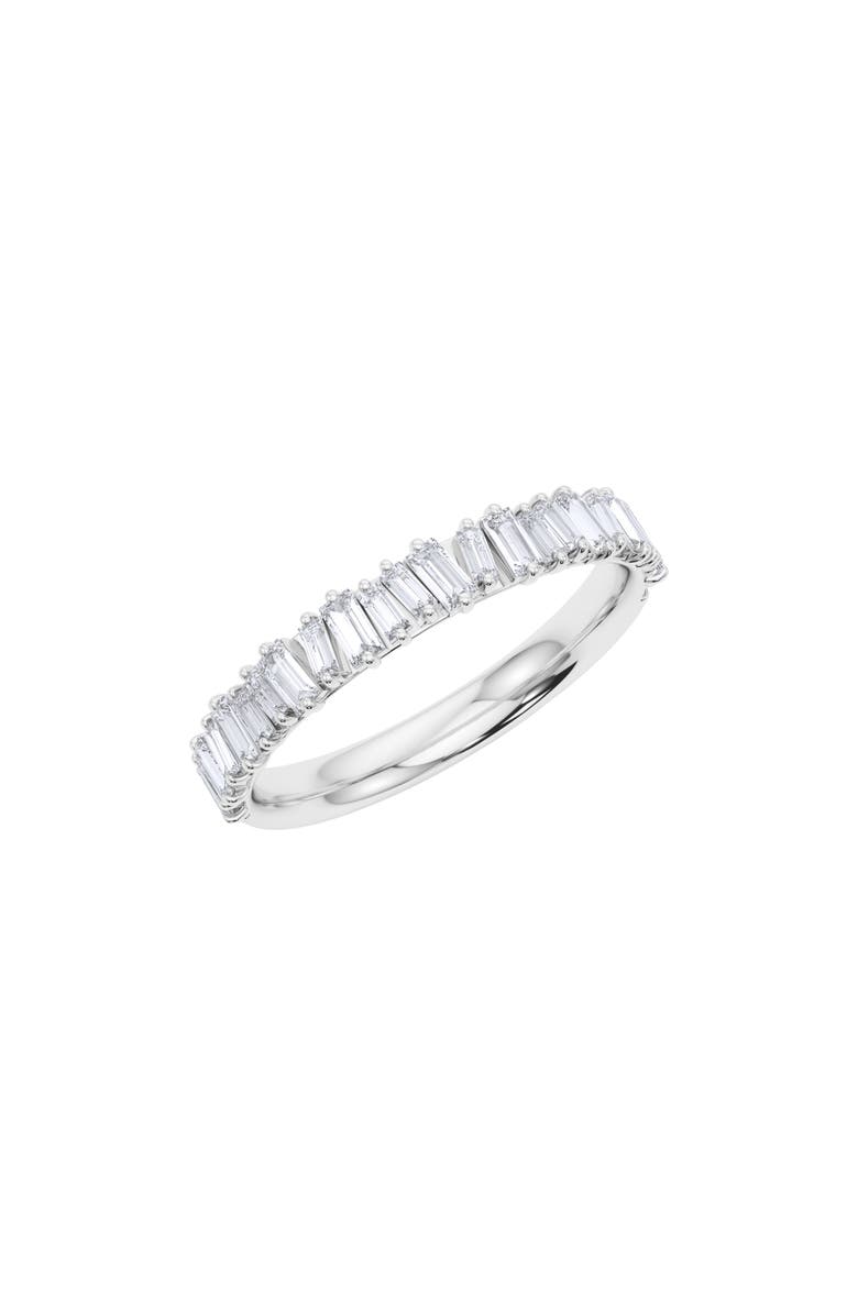 HauteCarat Lab Created Baguette Diamond Half Eternity Ring, Main, color, 18K White Gold