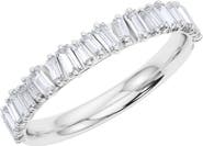 HauteCarat Lab Created Baguette Diamond Half Eternity Ring