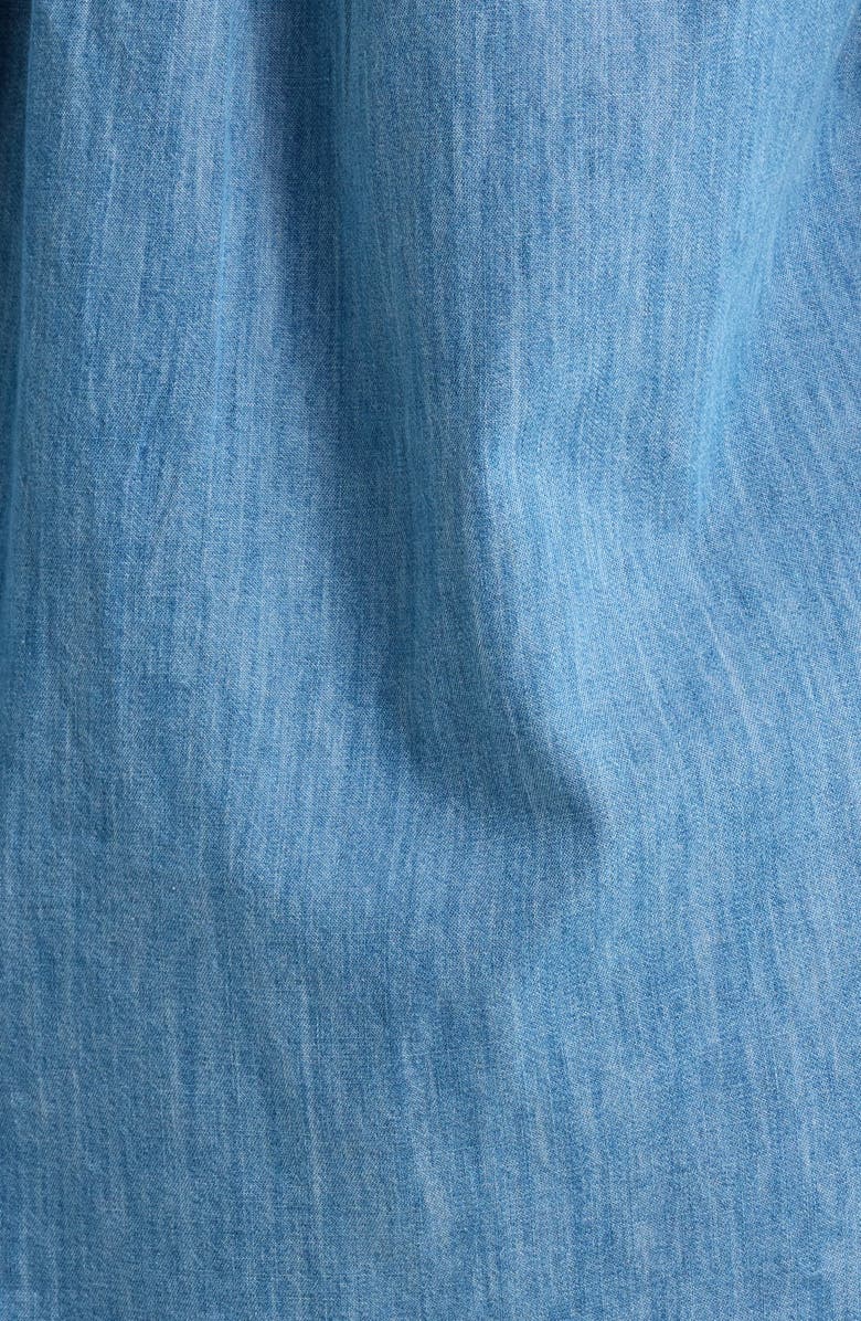 Caslon<sup>®</sup> Puff Sleeve Chambray Button-Up Shirt, Alternate, color, Medium Wash