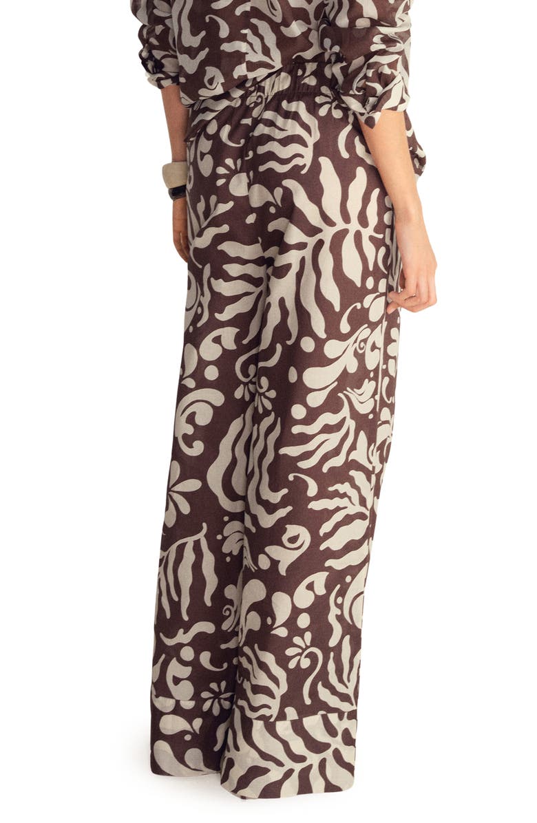 MANGO Print Cotton Pants, Alternate, color, Brown