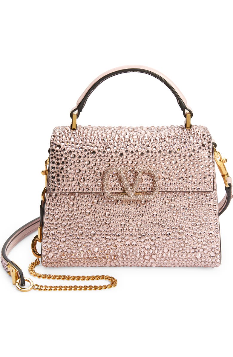 Valentino Garavani Mini VSling Crystal Embellished Top Handle Bag, Main, color,