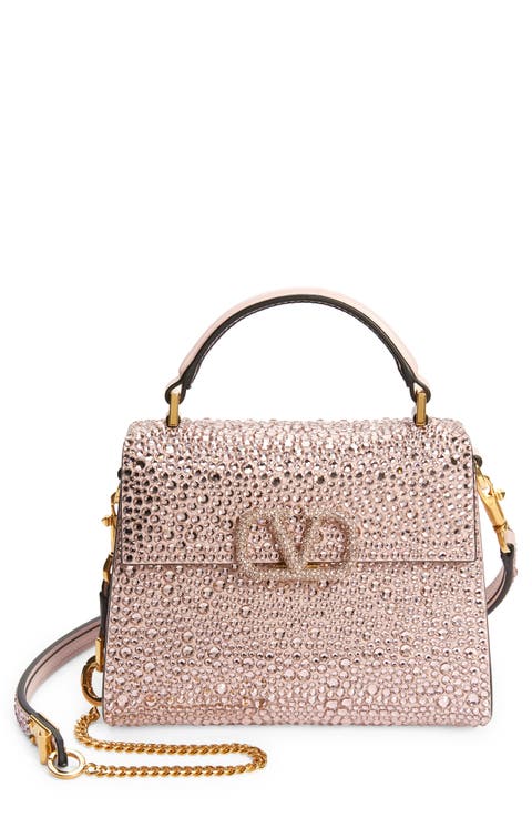 Mini VSling Crystal Embellished Top Handle Bag