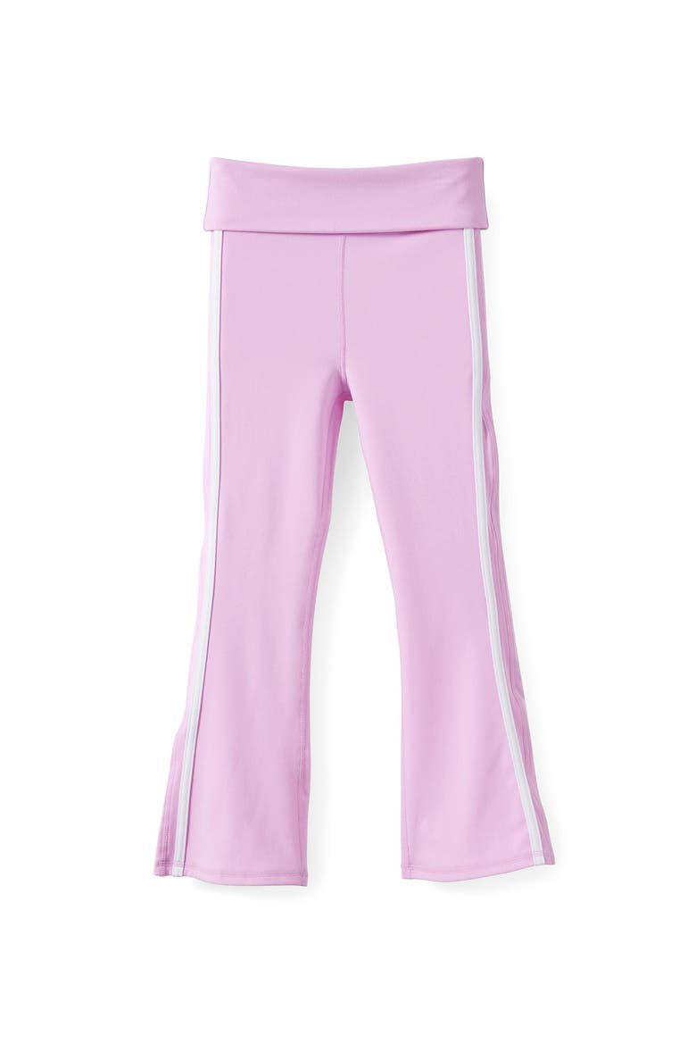 Kid's Soft Stretch Fold Over Flare Legging, Main, color, Pale Violet White Stripe