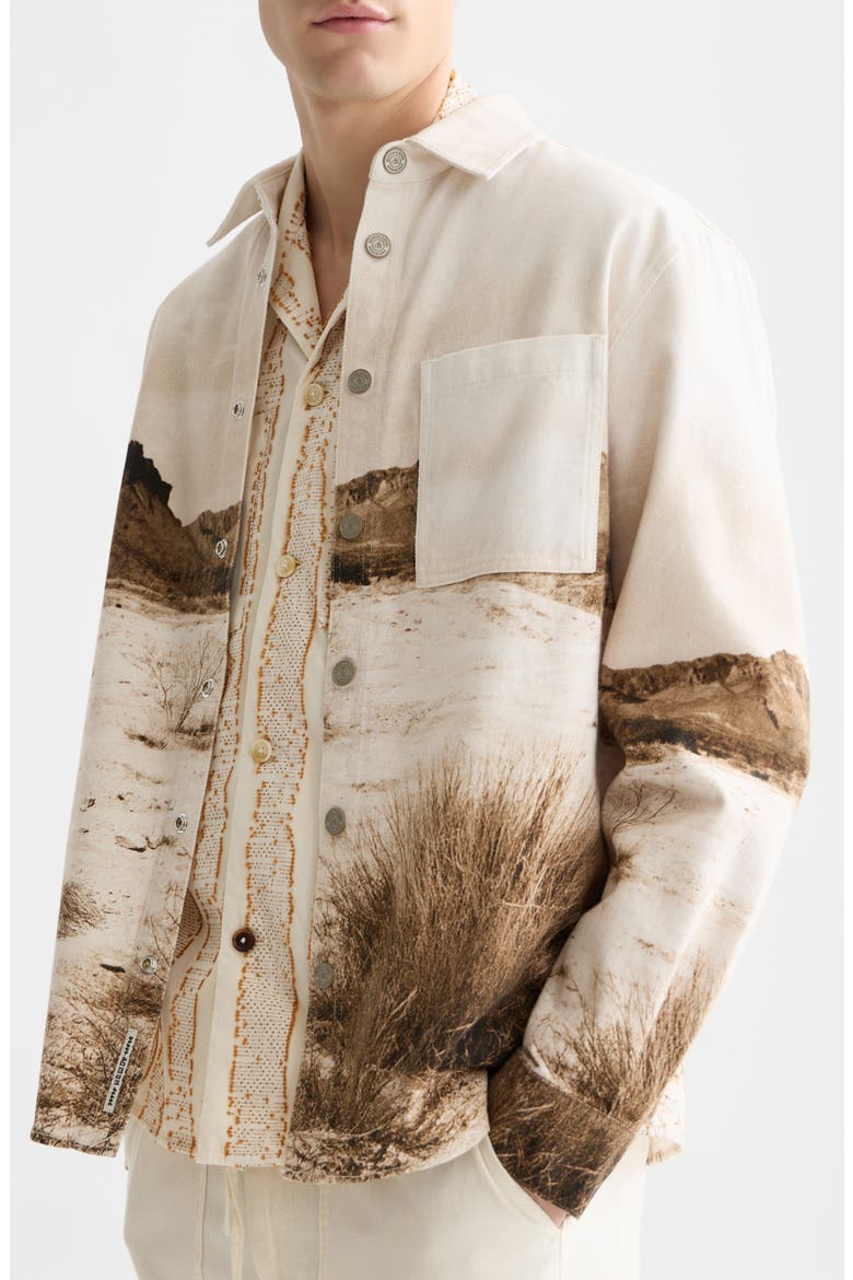 Scenery Button-Up Cotton Overshirt, Alternate, color, LONGHORN SEPIA