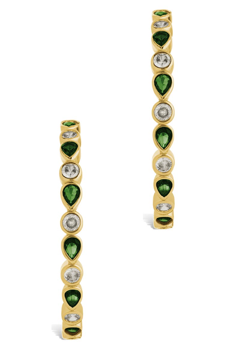 Bezel Mixed Cubic Zirconia Inside Out Hoop Earrings, Alternate, color, GOLD