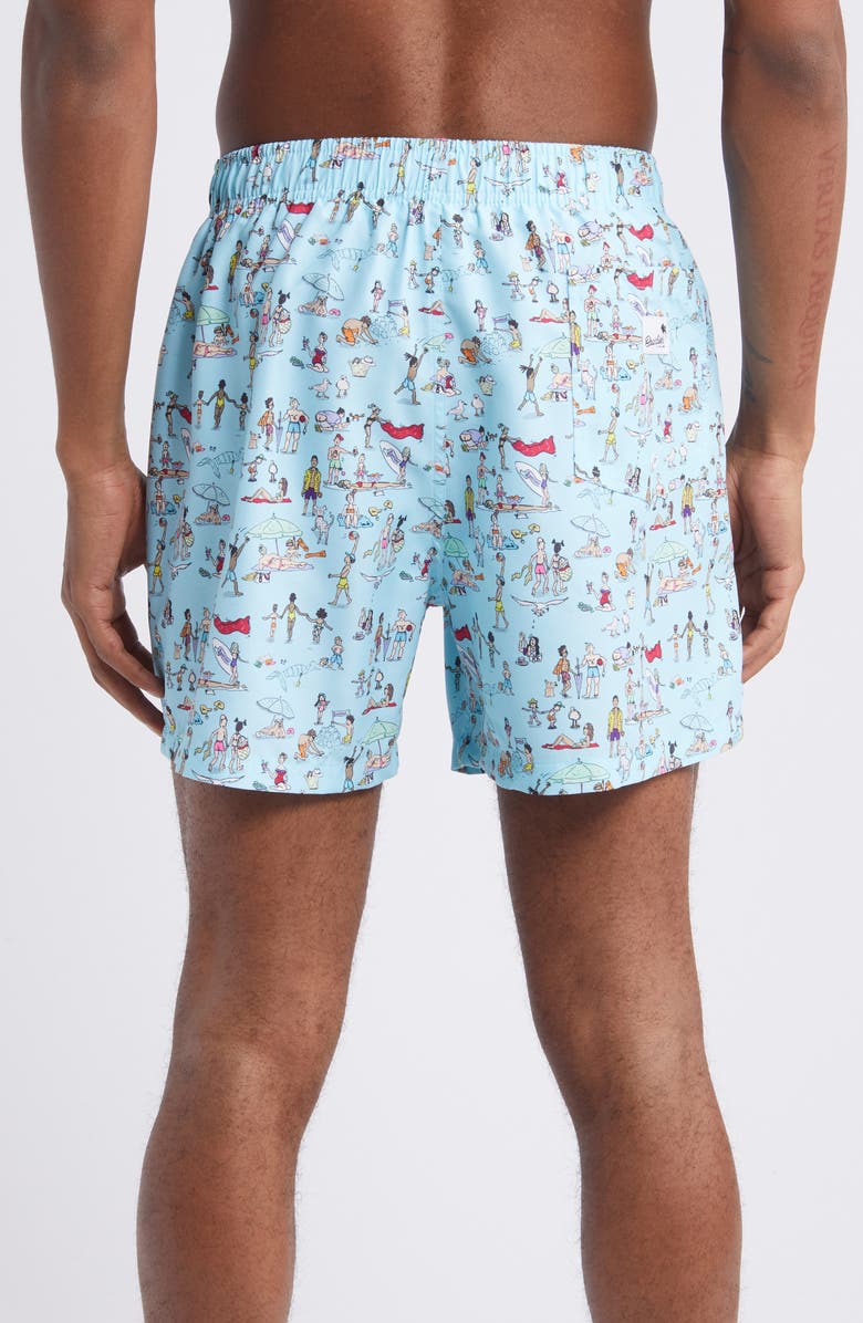Boardies Beach Folk Mid Length Swim Trunks, Alternate, color, Blue