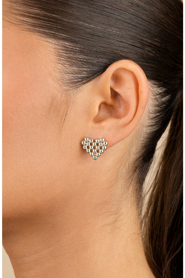 Meredith Beaded Heart Stud Earrings, Alternate, color, SILVER