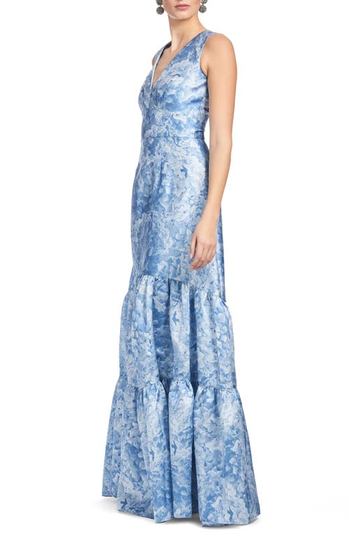 Sachin & Babi Rori Floral Sleeveless Tiered Mikado Gown
