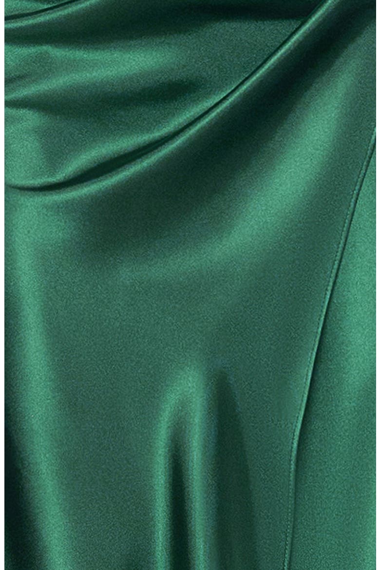 Ruched Sleeveless Satin Charmeuse Gown, Alternate, color, HUNTER