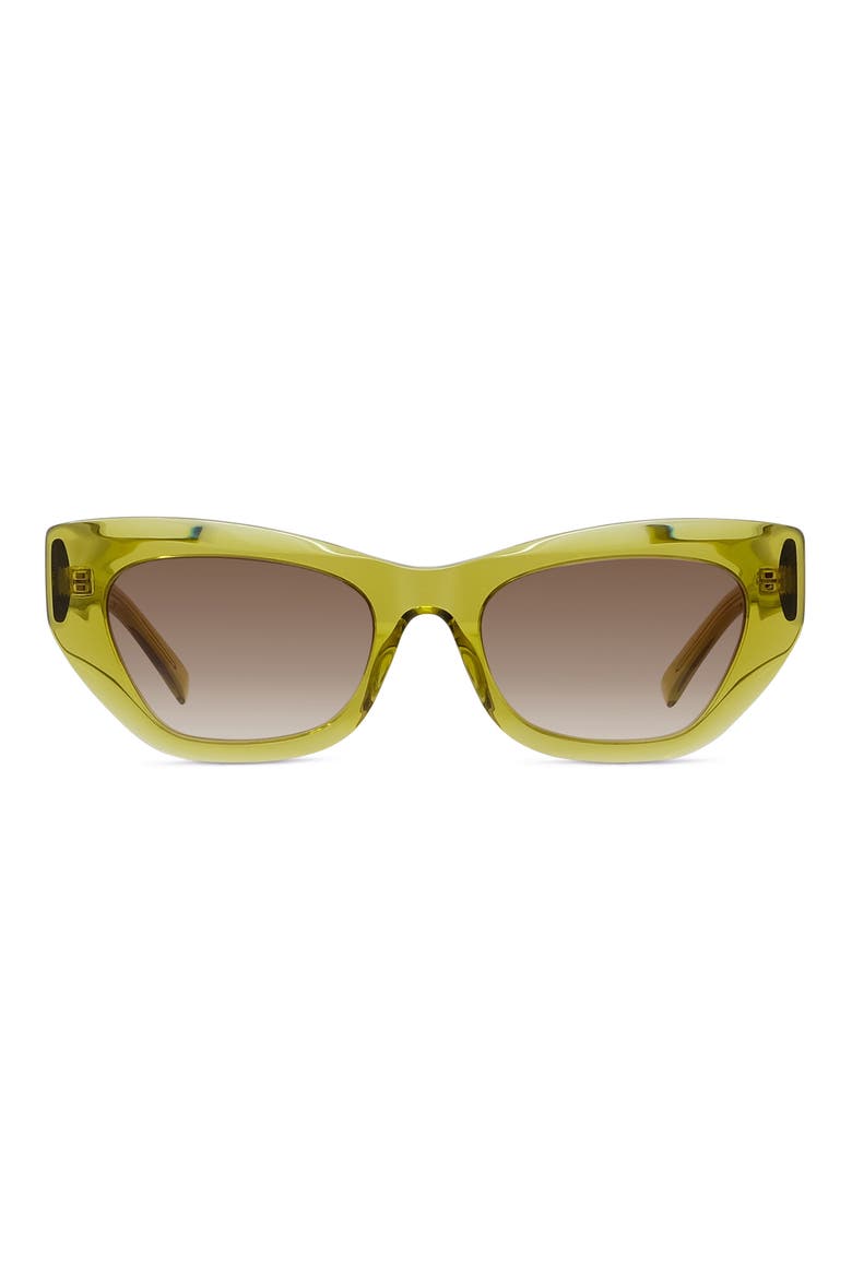 City 54mm Cat Eye Sunglasses, Main, color, SHINY LIGHT GREEN / BROWN