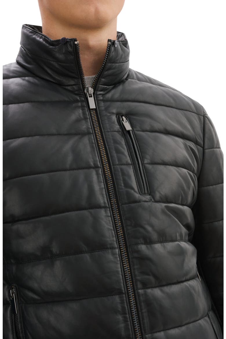 Leather Puffer Jacket, Alternate, color, BLACK